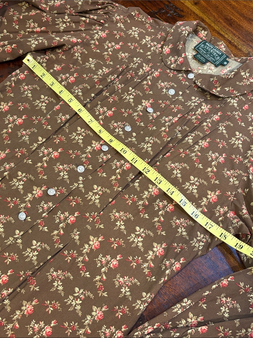 Vintage Ralph Lauren Country 90s Tailored Floral Cottagecore Puff Sleeve Blouse - Picture 11 of 12
